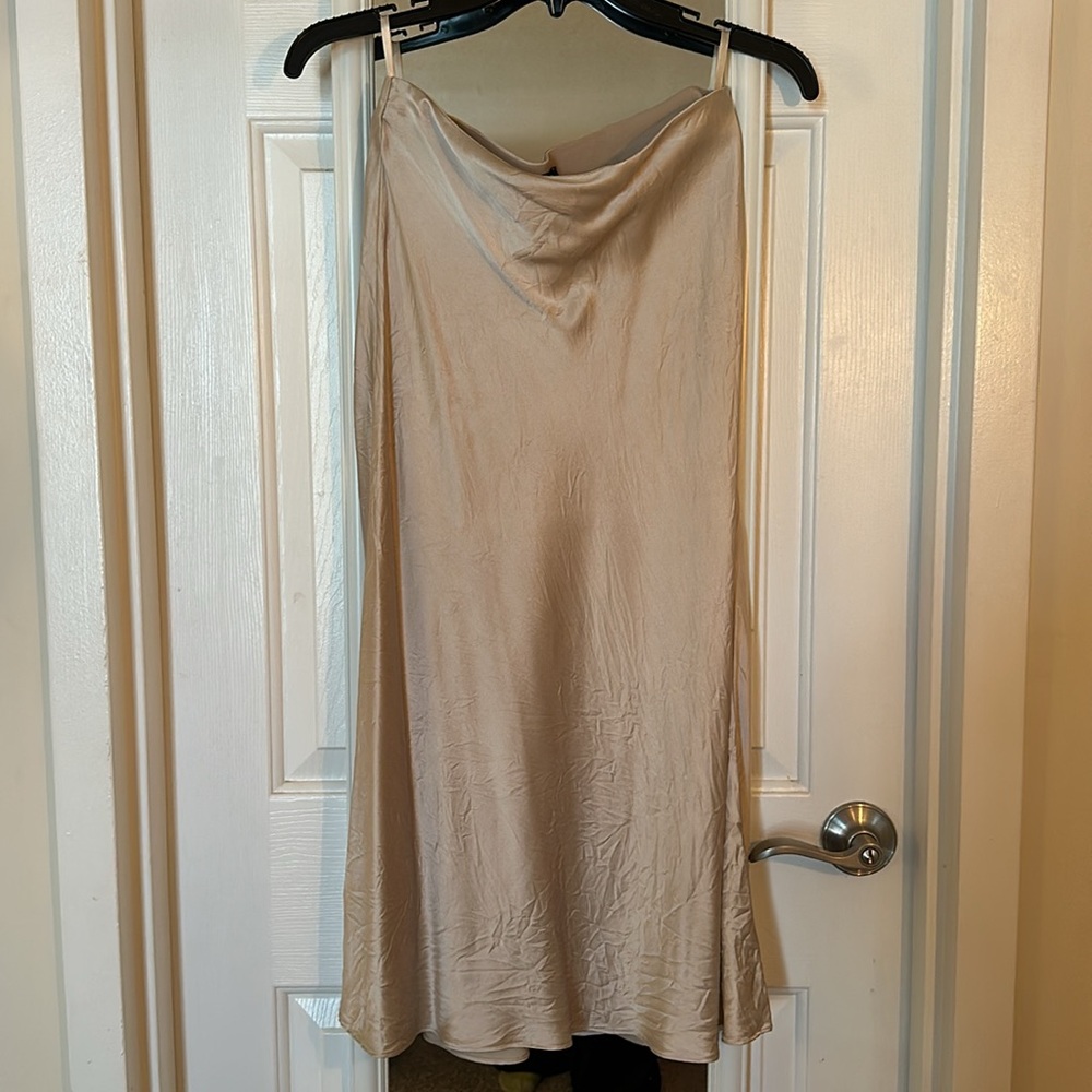 Quince Washable Silk Skirt - Champagne